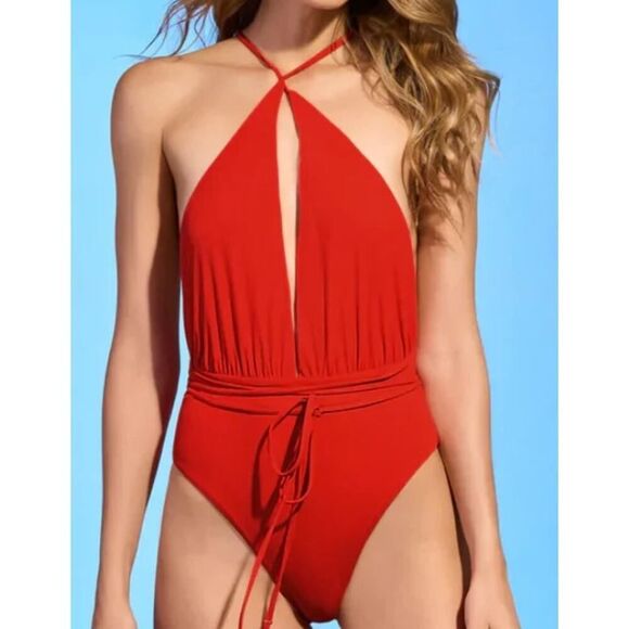 Maaji Red Camelia Safari Plunge Reversible One Piece NWT Sz. S - Picture 3 of 11